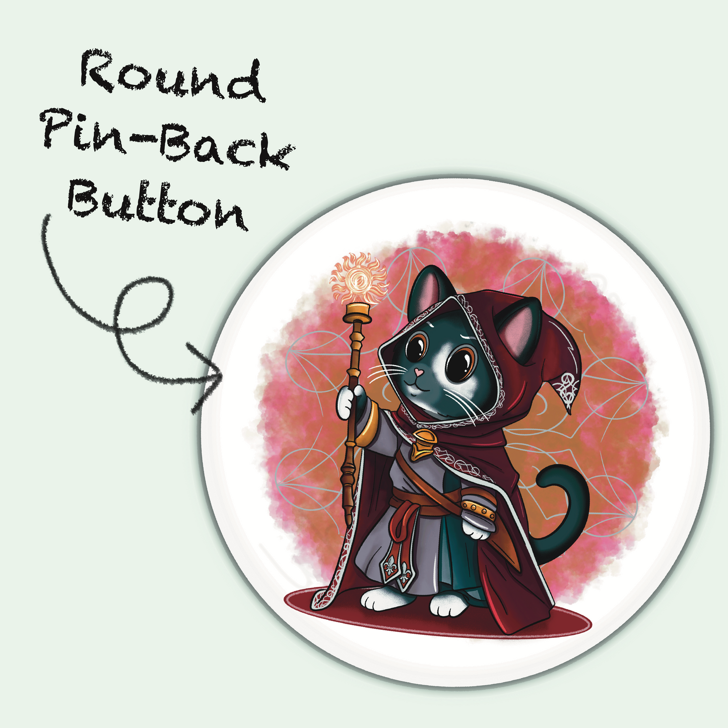 Adventure Twine – Warlock Class – John – Round Pin-Back Button