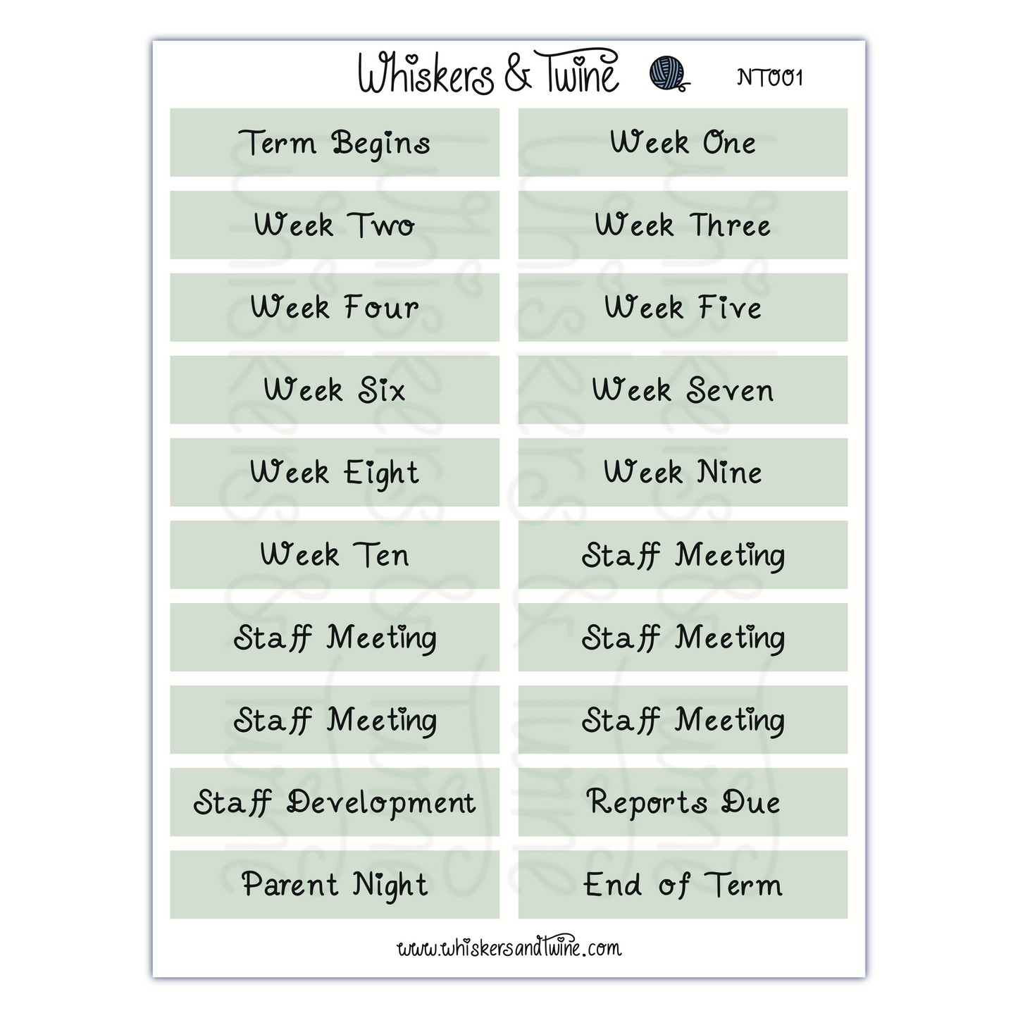 School Headers - Sticker Sheet