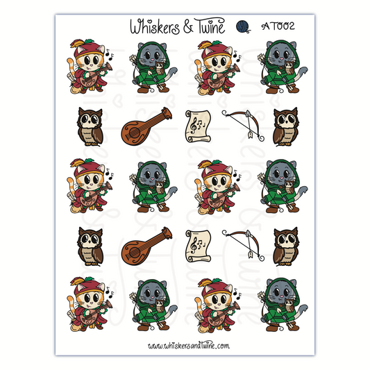 Adventure Twine – Bard and Ranger - Sebastian and Nylah – Sticker Sheet