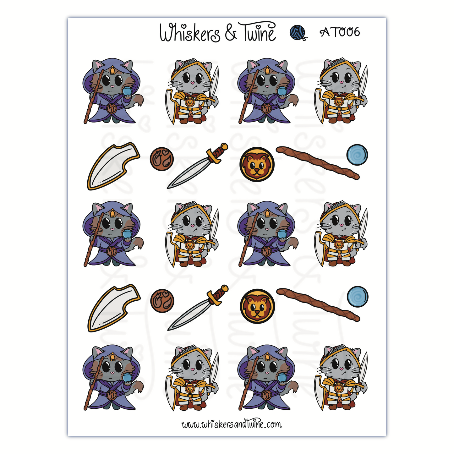 Adventure Twine – Sorcerer and Paladin - Rodney and Justice – Sticker Sheet
