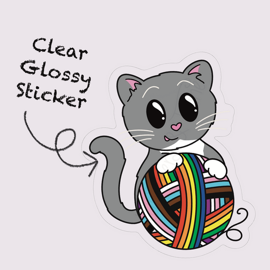 Whiskers Pride – John – Clear Glossy Sticker