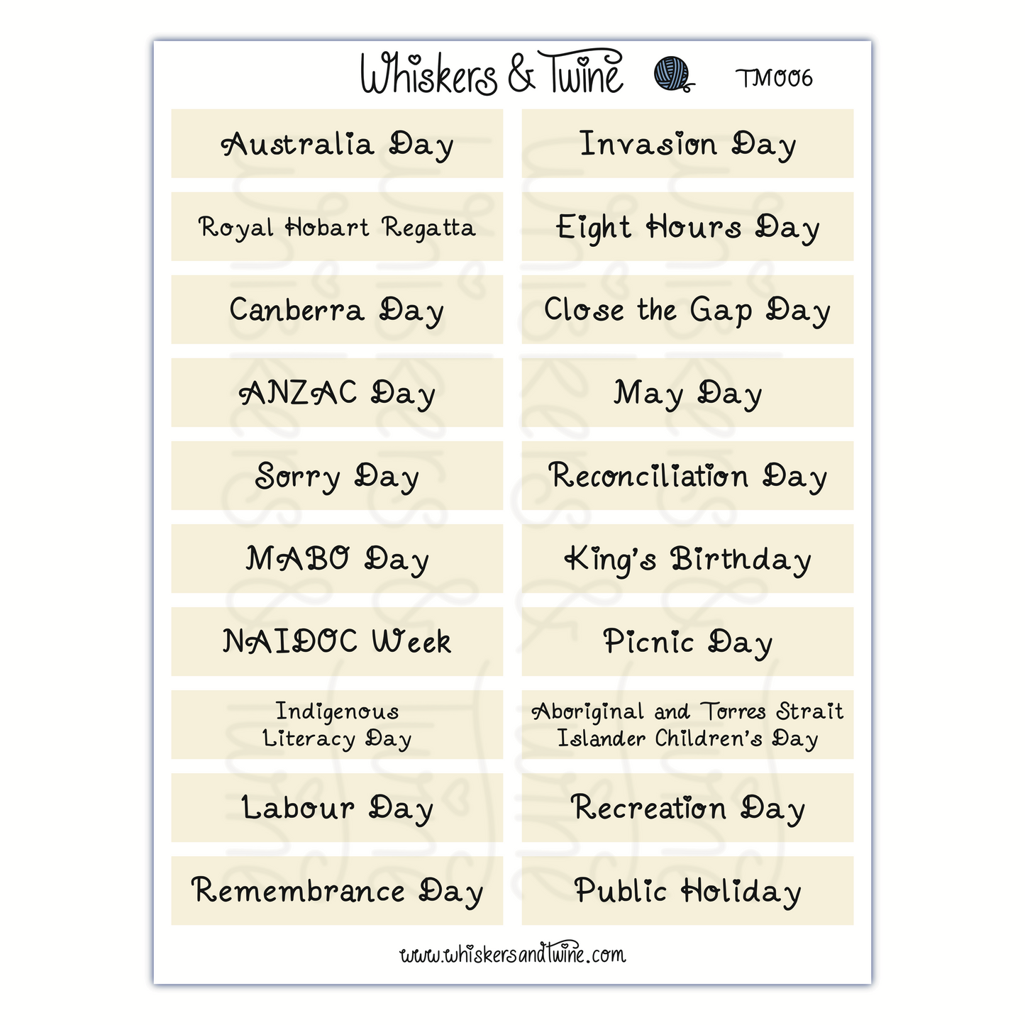 Australian Headers - Sticker Sheet