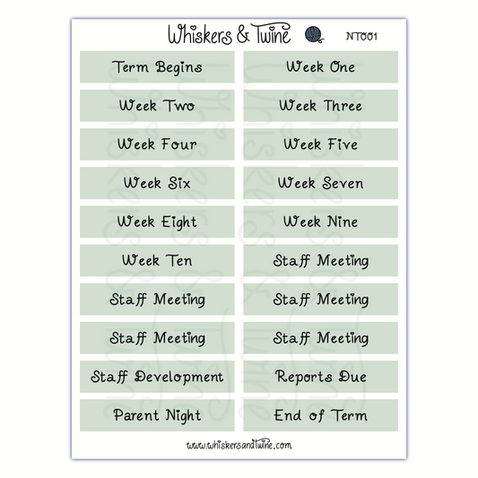 School Headers - Sticker Sheet