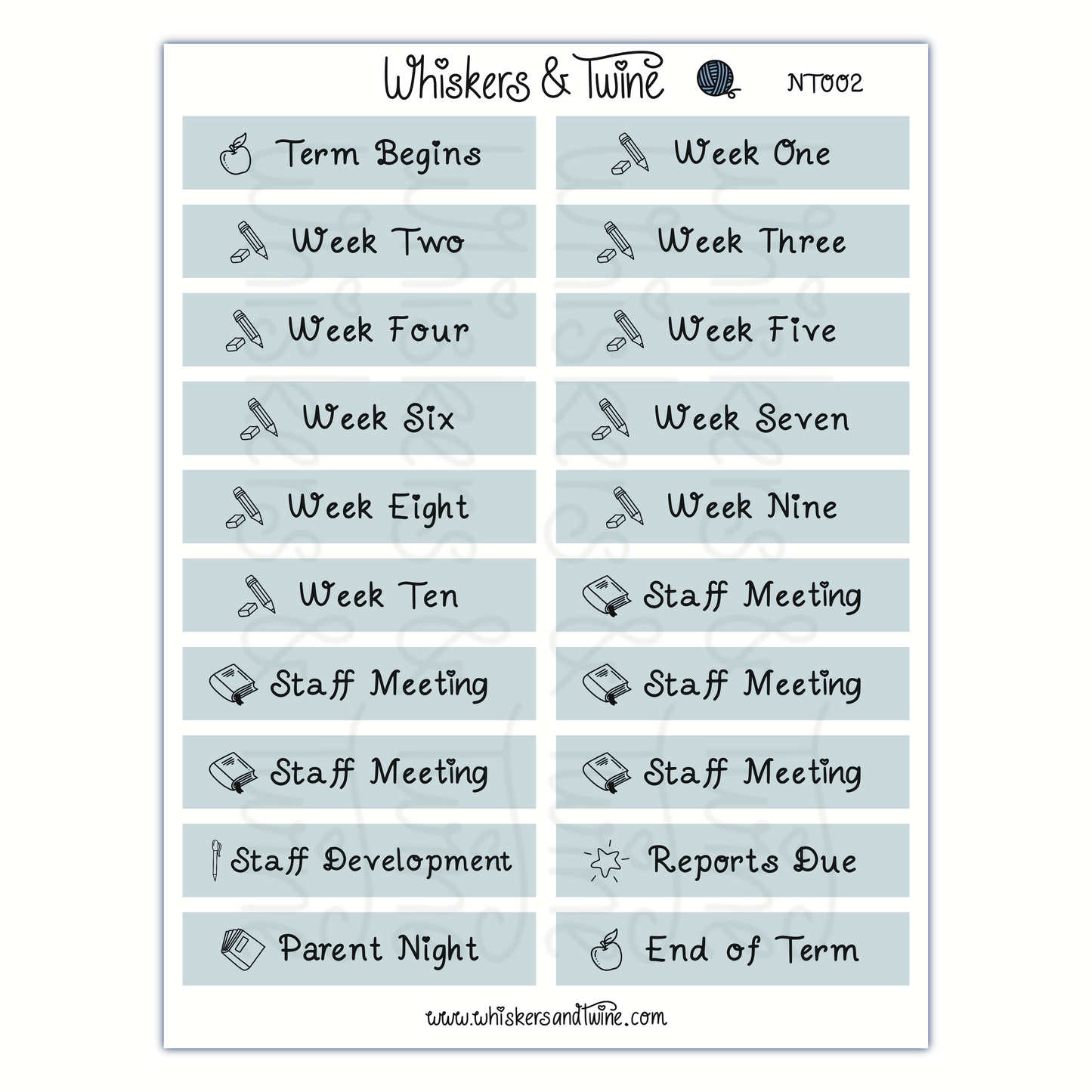 School Headers with Icons - Sticker Sheet