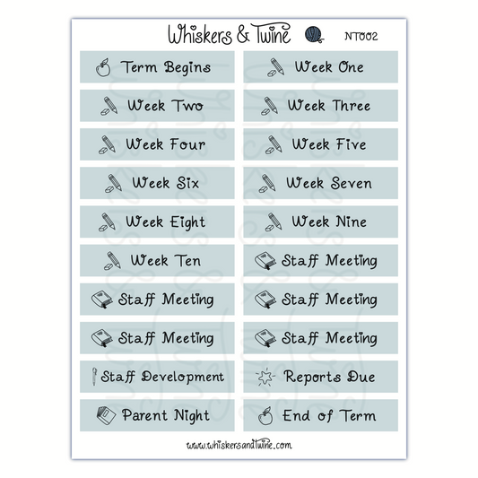 School Headers with Icons - Sticker Sheet