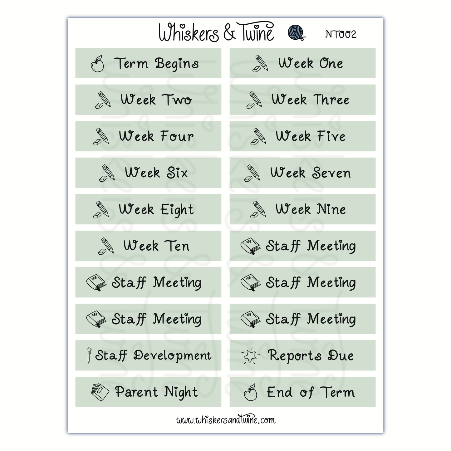 School Headers with Icons - Sticker Sheet