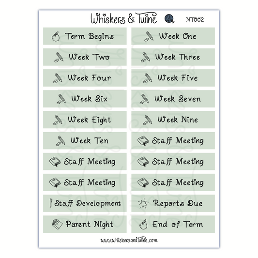 School Headers with Icons - Sticker Sheet