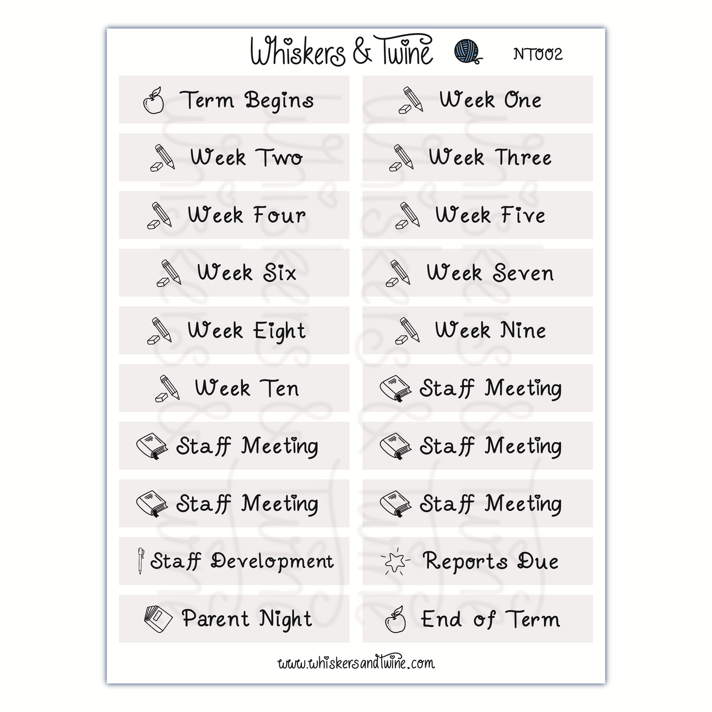 School Headers with Icons - Sticker Sheet
