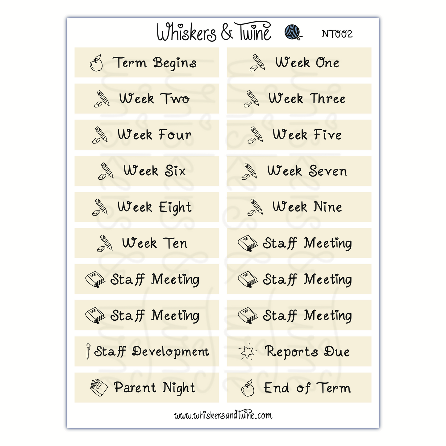 School Headers with Icons - Sticker Sheet