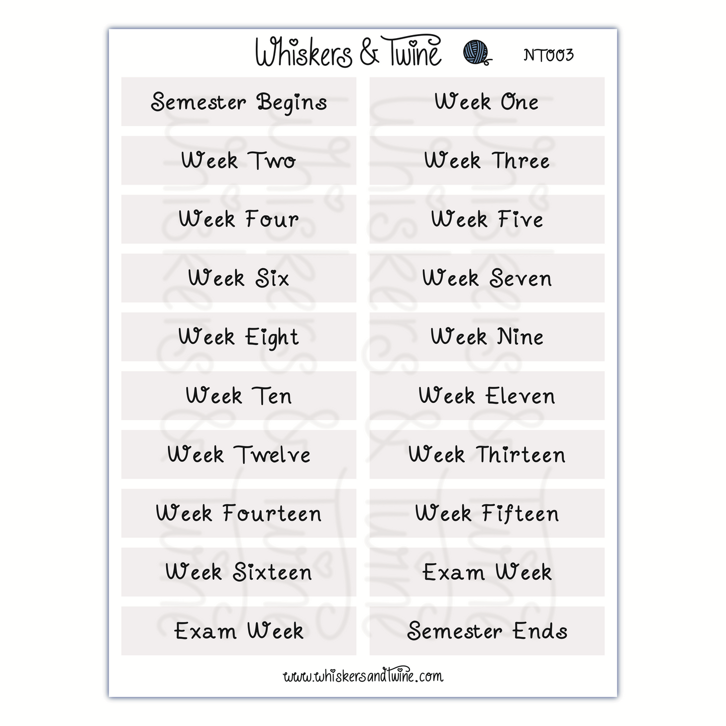 University Headers - Sticker Sheet