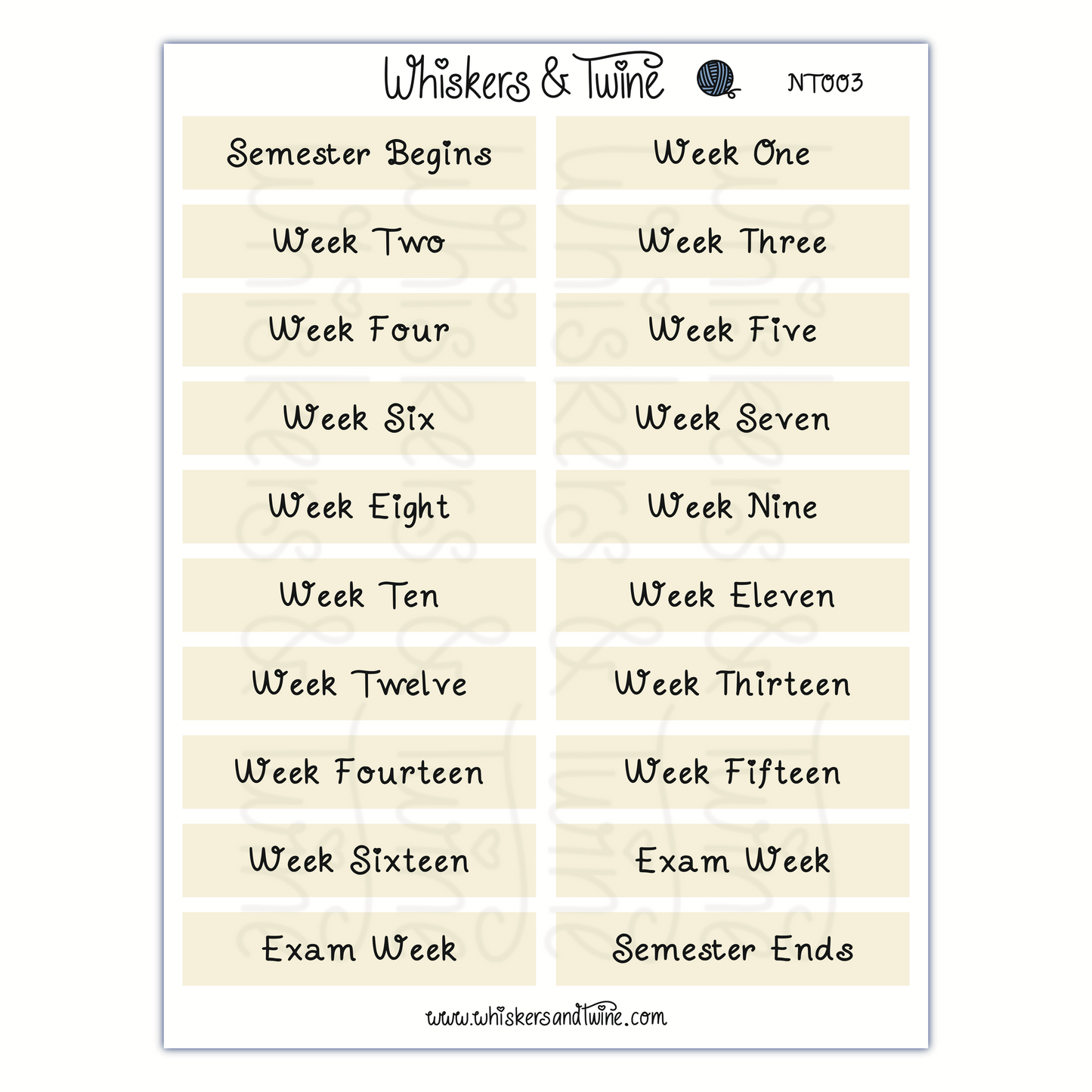 University Headers - Sticker Sheet